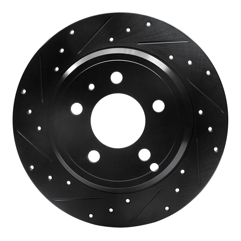 Volvo S70 Brake Rotor (1) - Rear Left - R1 Concepts - Drilled & Slotted - Black - `96-`04